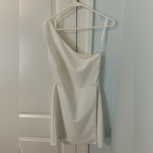 White one shoulder cocktail dress